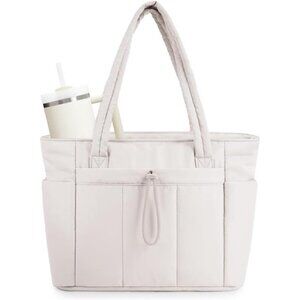 Puffer Tote Bag for Travel, White